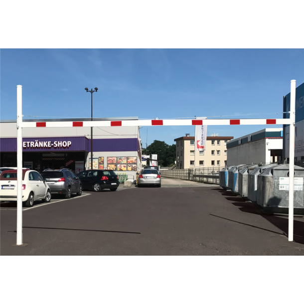 Height restriction barrier | with 2 square posts | cross tube length: 3000 mm | for casting in concrete | without barrier of aluminium tube